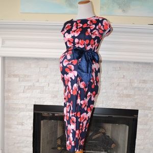 Blue & Pink Floral Maternity Dress